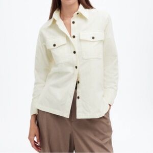 Madewell Stretch Twill Oversized Cordouroy Shirt Jacket Winter White Sz M NWT